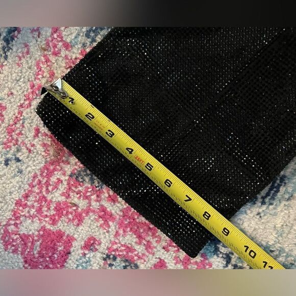 Black Rhinestone Over The Knee Thigh High Pull On Boots Triangle Heel 10 - Picture 11 of 13